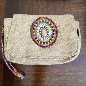 Catori Beaded Canvas Clutch